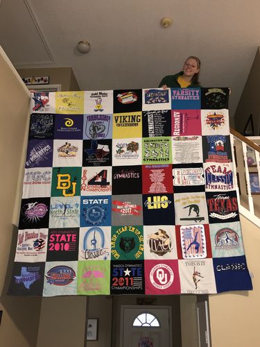 T-shirt quilt featuring team gymnastics by MICHELLE from TX