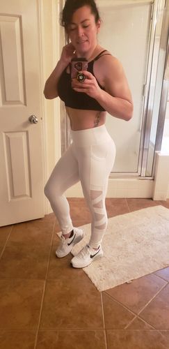 Customer photo review of Mesh Butt Lift Active Leggings - White