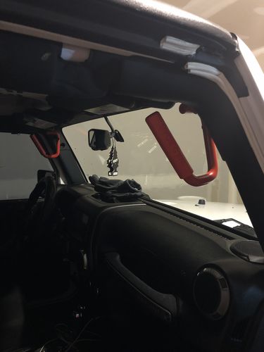 Customer photo review of Front & Rear Grab Handles - Red (07-18 Jeep Wrangler JK)