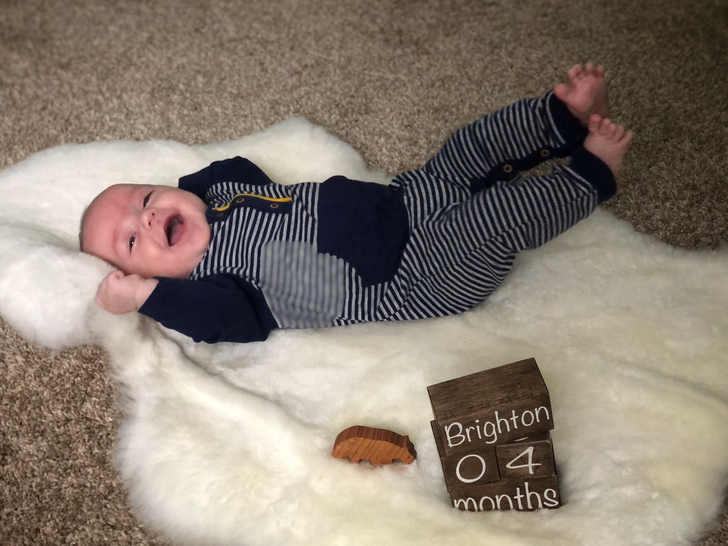 Customer photo review of Sheepskin Rug for Babies, 100% Natural, Shorn Lambskin Wool, 2 x 3 Feet, Ivory