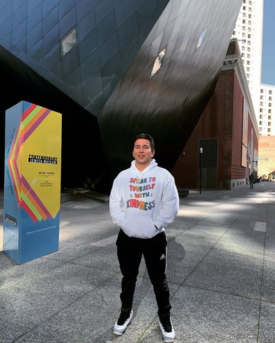 Customer photo review of Speak To Yourself With Kindness -- Hoodie