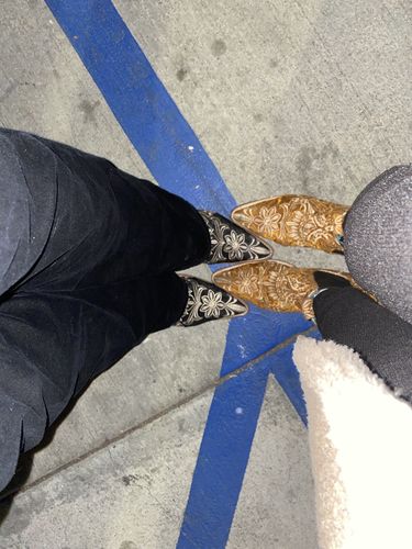 Customer photo review of No.1001 FREEWAY chelsea boot- lenni the label x pskaufman... gold embroidered velvet women's