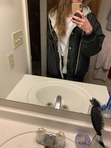 Customer photo review of Oversized Black Bomber Jacket