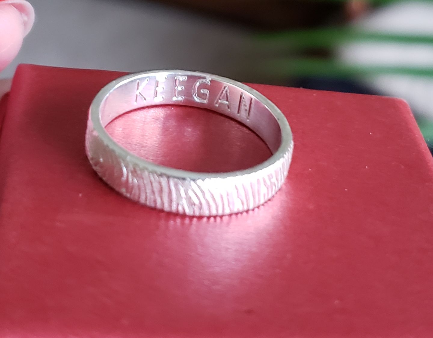 Customer photo review of Custom Fingerprint Engraved Ring - 4mm Width