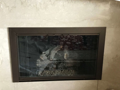 Customer photo review of Aluminum Fireplace Glass Door Masonry - Savannah