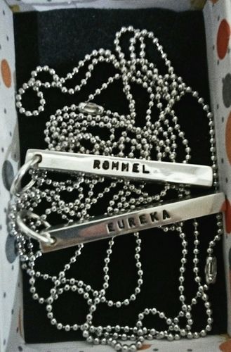 Customer photo review of Handstampped Solid Bar Necklace
