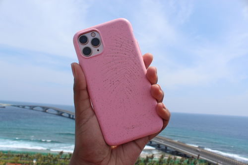 Customer photo review of Eco Friendly iPhone 11 Pro Phone Case - Palm leaf in flamingo pink