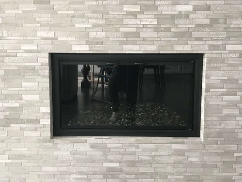 Customer photo review of Aluminum Fireplace Glass Door Masonry - Bungalow