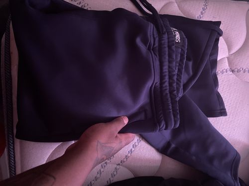 Customer photo review of Solid Track Pants (Navy)