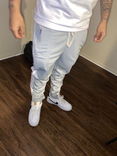 Customer photo review of Premium Side Stripe Zip Pocket Track Pants (Royal Blue - White)