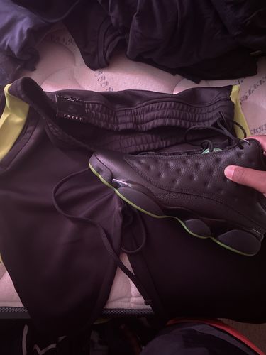 Customer photo review of Outside Solid One Stripe Track Pants (Black - Lime) (100-402)