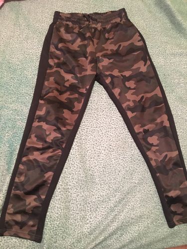 Customer photo review of Pique Dual Stripe Track Pants Woodland - Black (1220M)