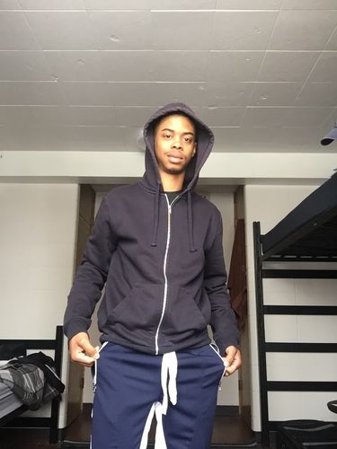 Customer photo review of Zip Pocket Dual Stripe Track Pants Navy - White (M4386PS)