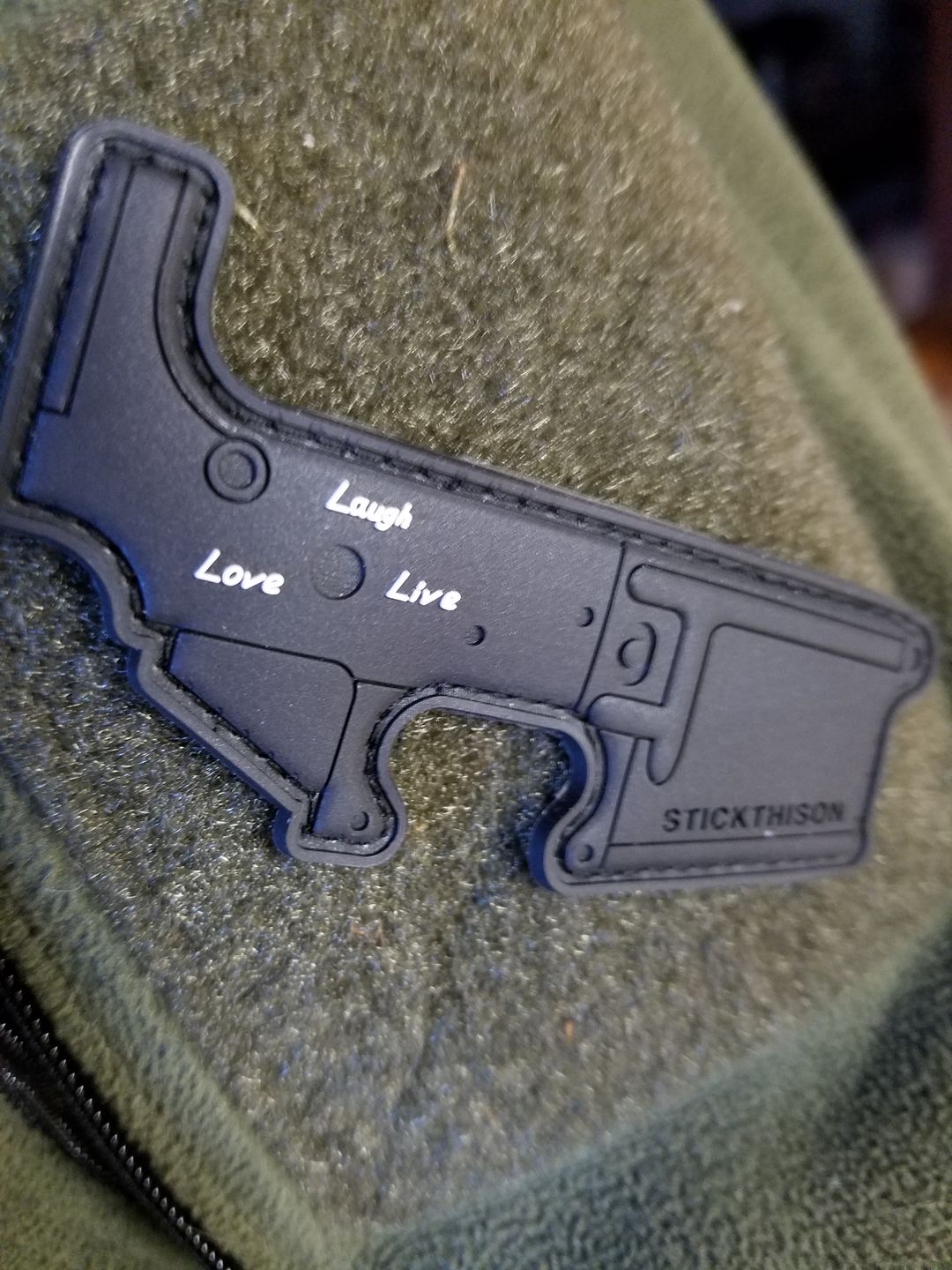 Customer photo review of Live Laugh Love Morale Patch