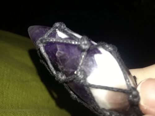Customer photo review of Amethyst Macrame Necklace