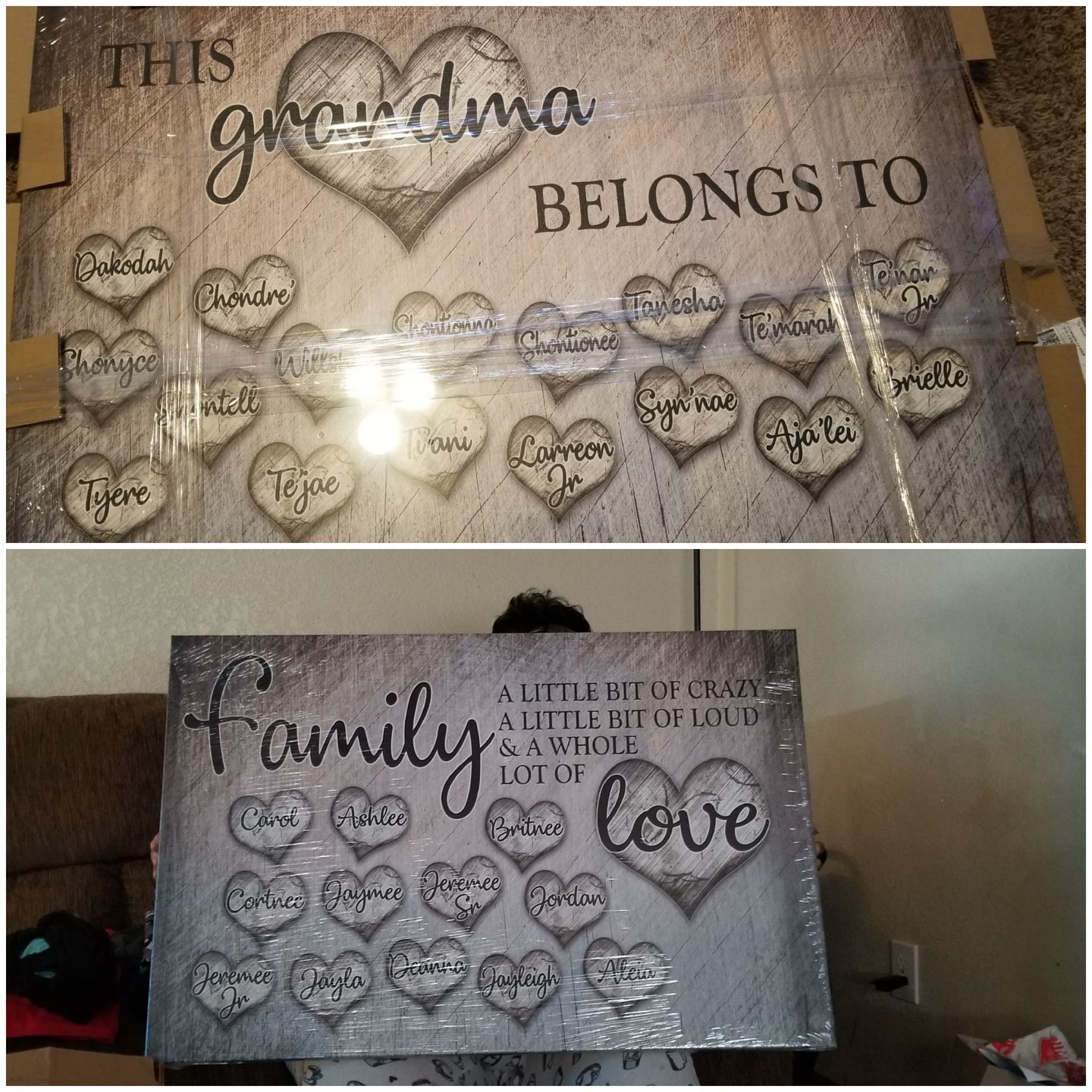 Customer photo review of Personalized "Grandchildren Fill A Space In Your Heart" Premium Canvas