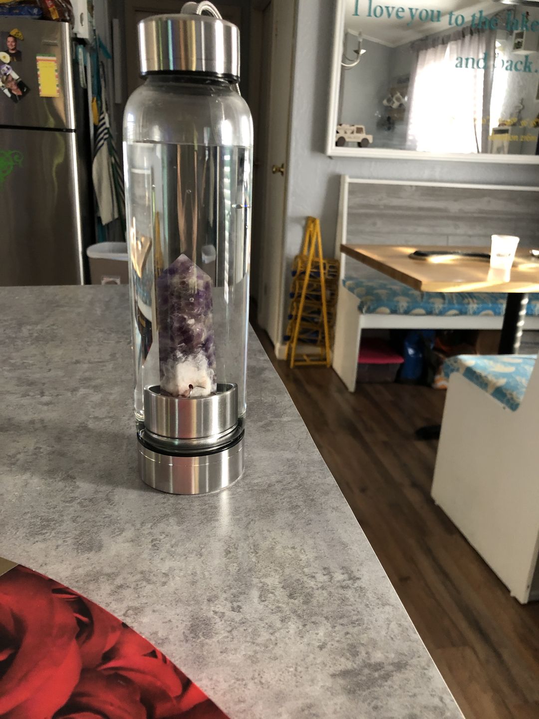 Customer photo review of Crystal Wand Water Bottle + Protective Sleeve (Stainless Steel)