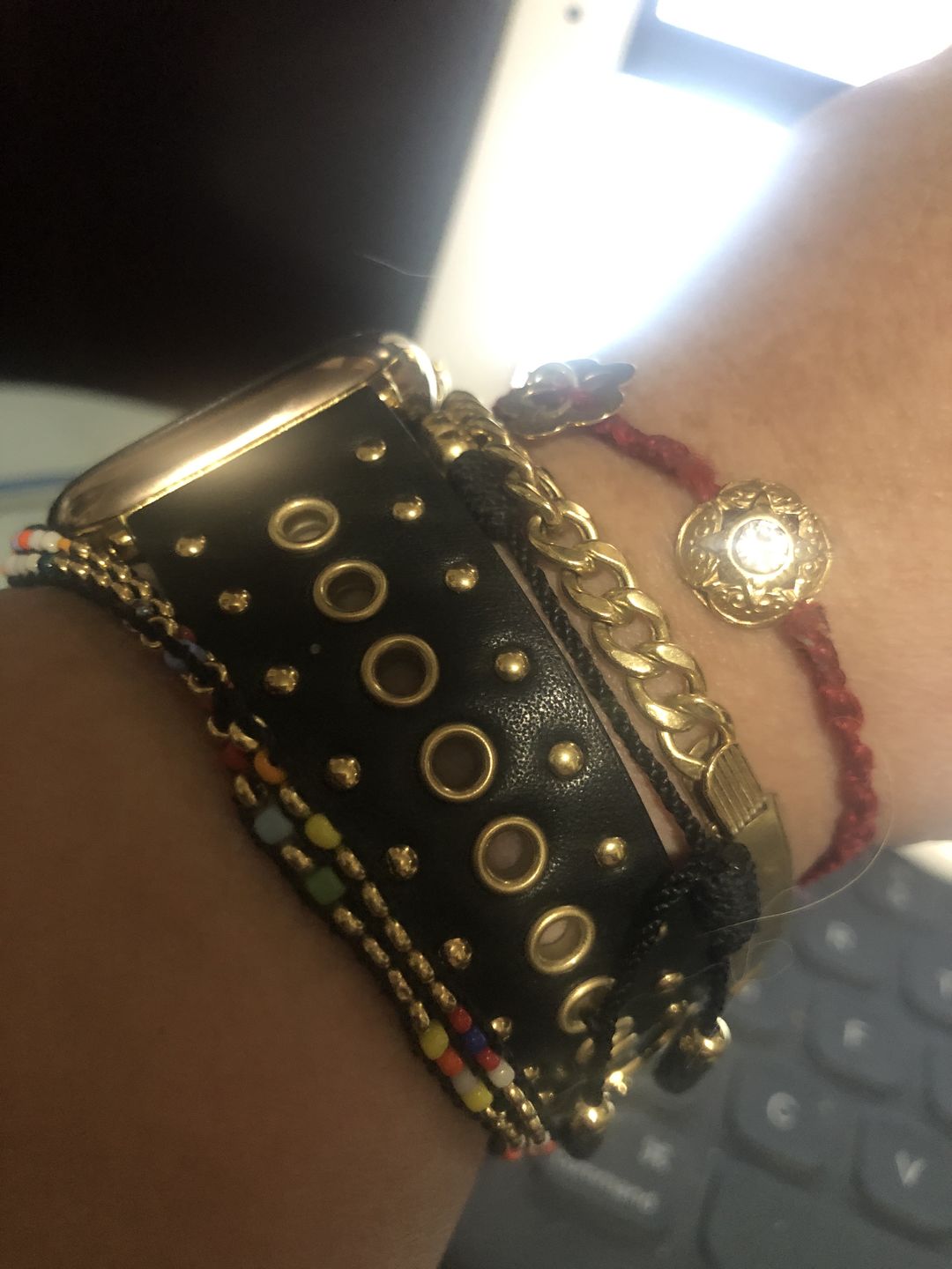 Customer photo review of Grommet Stud Band for the Apple Watch in Rose Gold, Gold, or Silver