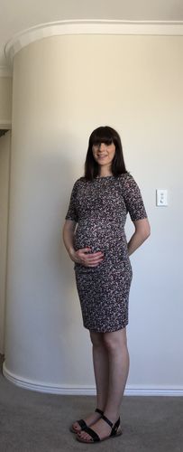 Customer photo review of Luella Print Maternity & Nursing Dress in Black Cherry
