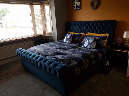 Customer photo review of Colorado Soft Cream Naple Chesterfield Sleigh Scroll Bed Frame