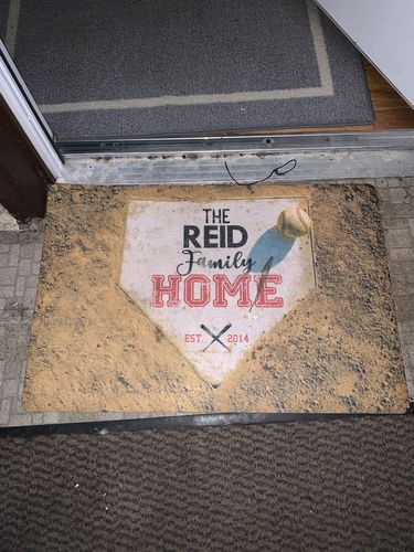 Customer photo review of Personalized Home Plate Doormat