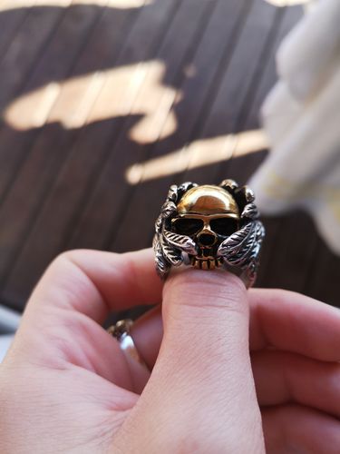 Customer photo review of ANGEL OF DEATH SKULL RING