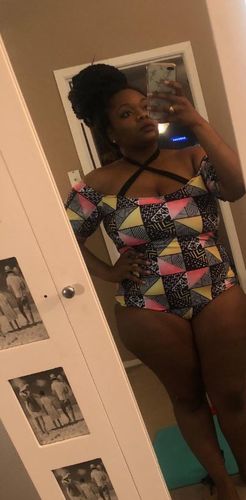 Customer photo review of Print Lace-Up Off-Shoulder Monokini