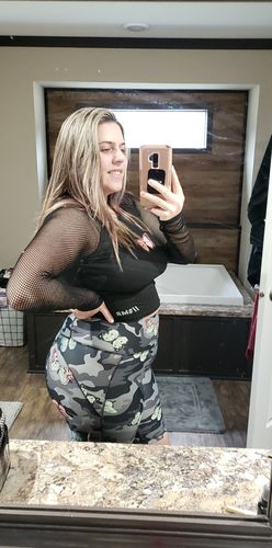 Customer photo review of Pocket Butt Lift Active Biker Shorts - Butterfly Camo