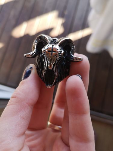 Customer photo review of CROSS RAM SKULL RING