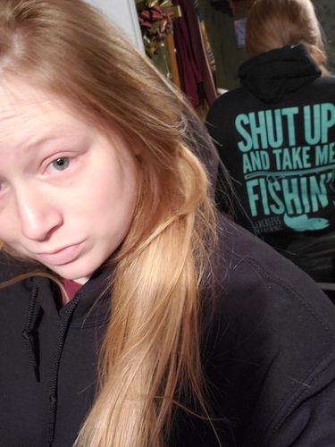 Customer photo review of AB Shut Up & Take Me Fishing Hoodie