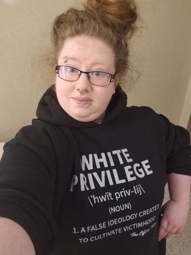 Customer photo review of White Privilege Definition Hoodie