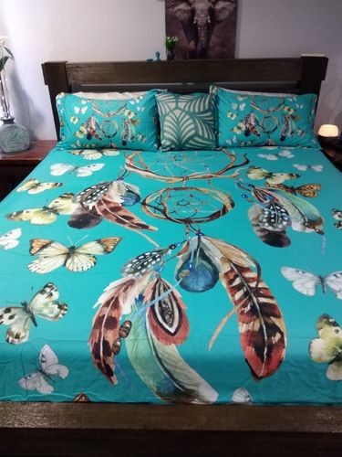 Customer photo review of Green Butterflies Dreamcatcher Bedding Set