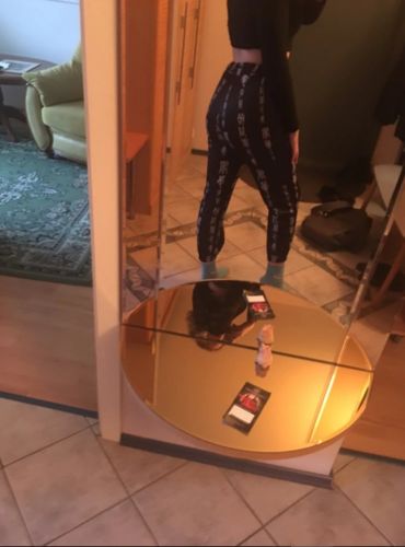 Customer photo review of Black Harem Pants "Writing On Them"