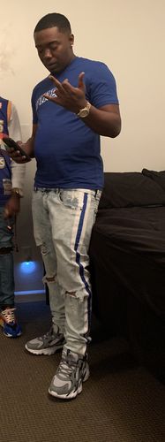 Customer photo review of Side Paint Stripe Athletic Track Denim Snow Blue (M4700D)