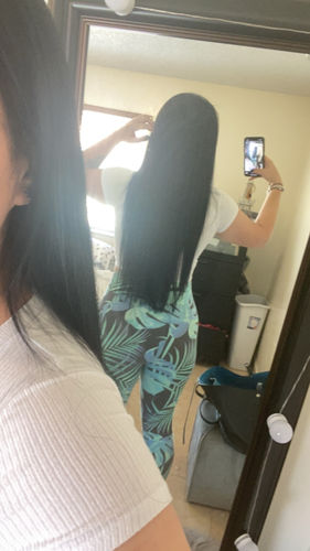 Customer photo review of Full Shine Tape in Hair Extensions Remy Human Hair Off Black (#1B)