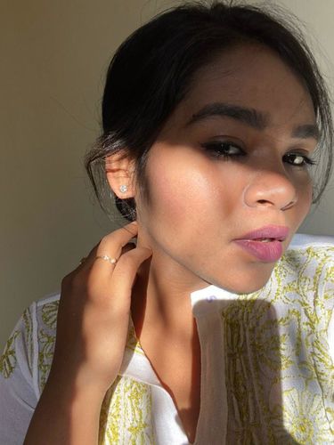 Customer photo review of Silver Zircon Flower Earrings