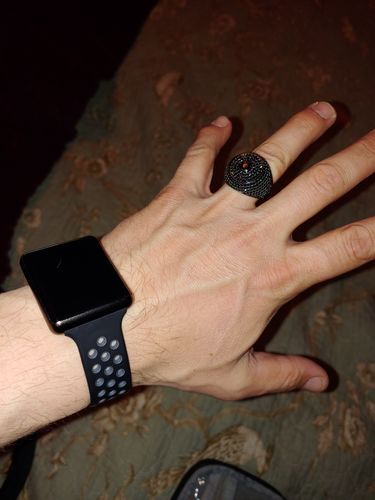 Customer photo review of Black Full Iced Lab Made Jumbo Round Ring