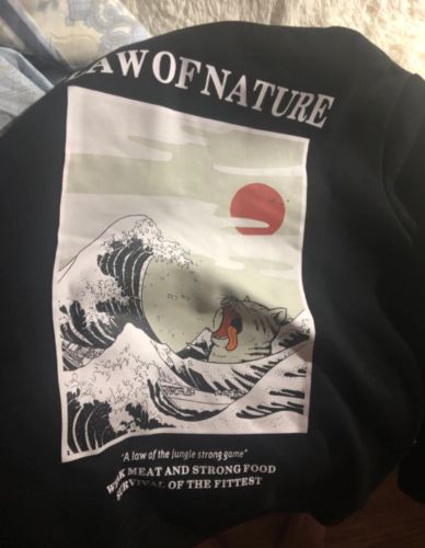 Customer photo review of Japanese Tsunami White Cat Hoodie