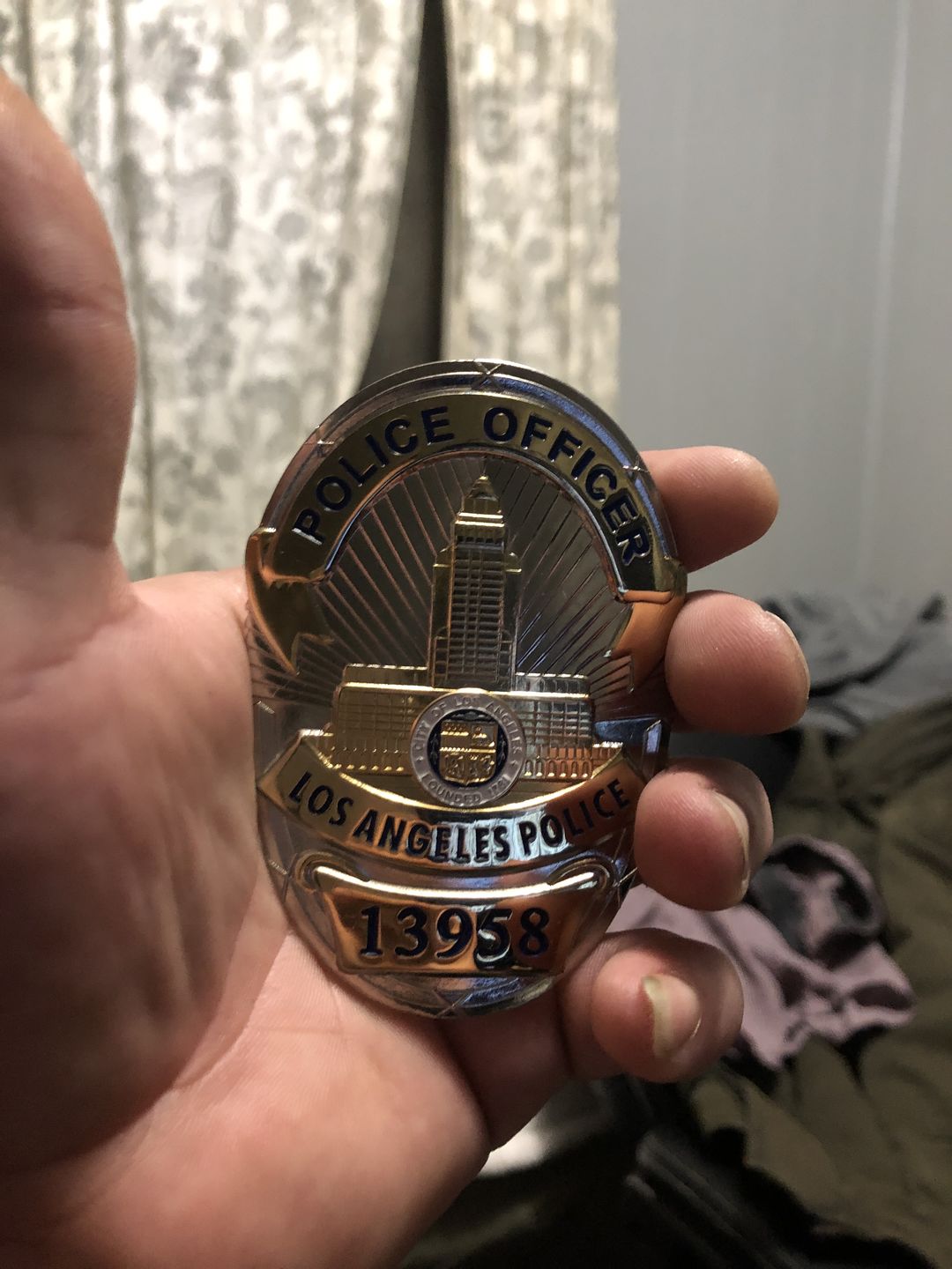 Customer photo review of LAPD Los Angeles Police Officer Badge Replica Movie Props With Number 13958 16520