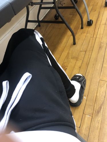 Customer photo review of Zip Pocket Side Stripe Track Pants Royal - White (M4418PS)