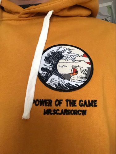 Customer photo review of Japanese Tsunami White Cat Hoodie