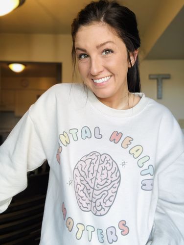 Customer photo review of Let's Talk About Mental Health -- Sweatshirt