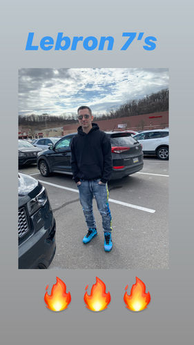 Customer photo review of Side Paint Stripe Athletic Track Denim Medium Blue (M4700D 22S)