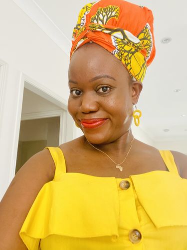 Customer photo review of African Print Head Wrap With Satin-Lined-AW1110