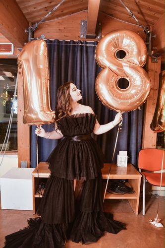 Customer photo review of Chic Spaghetti Strap Pink High Low Prom Dresses FD1472