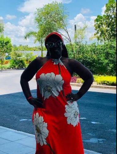 Customer photo review of Paradise Halter Maxi Dress