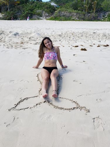 Customer photo review of Smocked Bandeau Bikini Top - Blue with flower