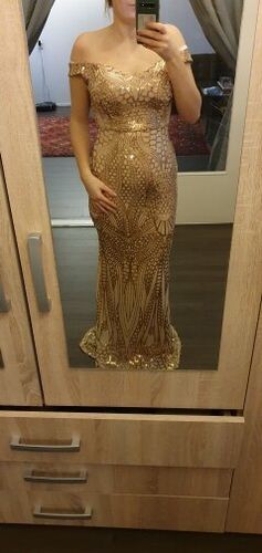 Customer photo review of Off Shoulder Sequin Mermaid Bodycon Prom Dress FT4912
