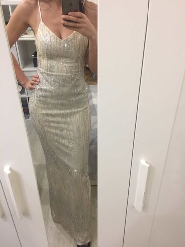 Customer photo review of Sexy V-Neck Backless Glitter Elegant Party Maxi Dress