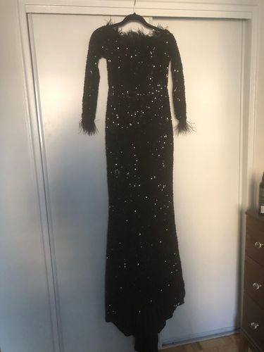 Customer photo review of Feather Sequin Gorgeous Night Out Dress